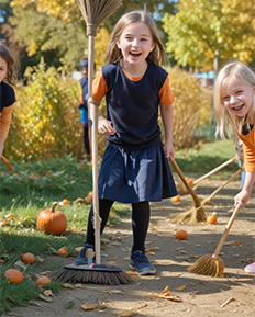 Pumpkin and broom race